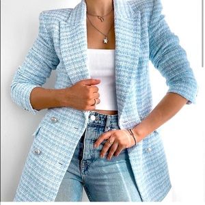 Blue Zara tweed blazer